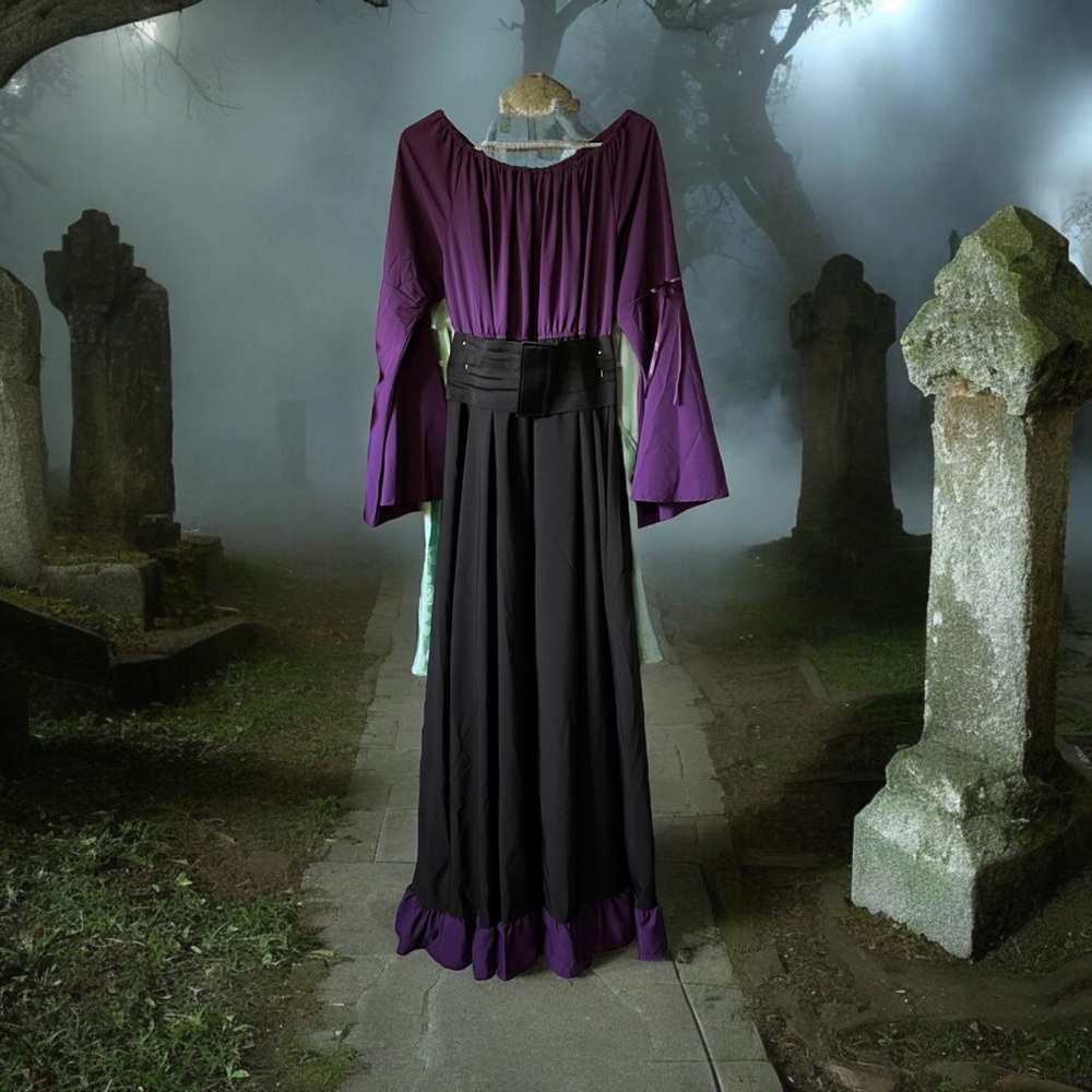 Costume, wizard,witch, cosplay full length bell sleeves adjustable corset middle